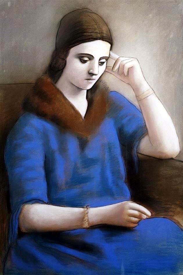 'Olga pensativa' (invierno 1923), pastel y lápiz negro, de Picasso, es una de las obras de la expo que aborda la relación entre Olga Khokhlova y el artista español.