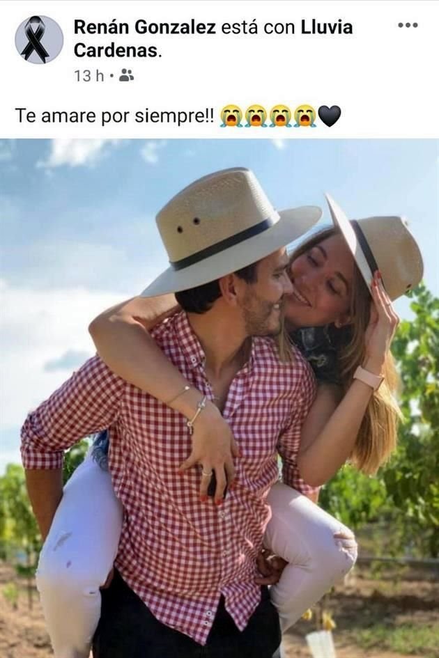 Así se despidió Renán de su novia Lluvia, quien murió al ser arrastrado el jeep por la crecida del arroyo. Tenían planes de boda, pues él le había dado un anillo de compromiso.