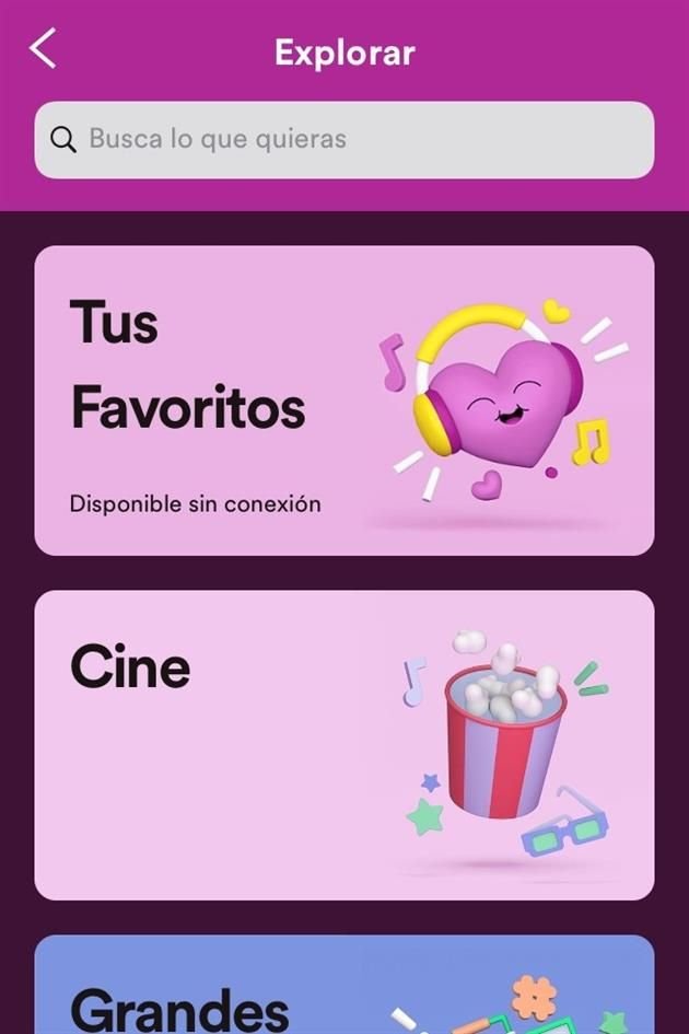 El contenido musical está seleccionado de acuerdo a los rangos de edad por el equipo de curaduría de Spotify Kids.