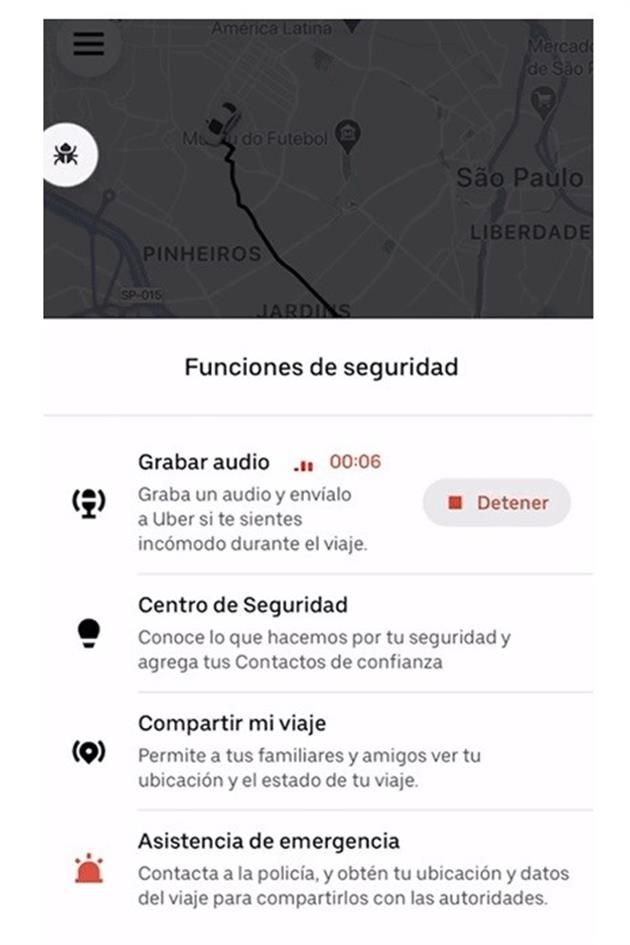 Tanto usuarios como socios conductores pueden elegir grabar el audio de un viaje para enviarlo como parte de un reporte de seguridad.