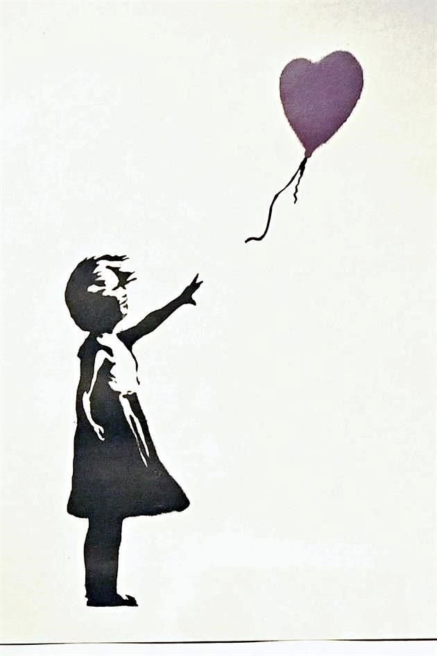 Una versión de 'Niña con Globo', de Bansky, se exhibe en Roma.