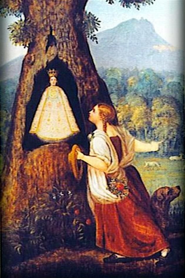 La tradición dice que una pastorcita encontró la imagen mariana en un roble.