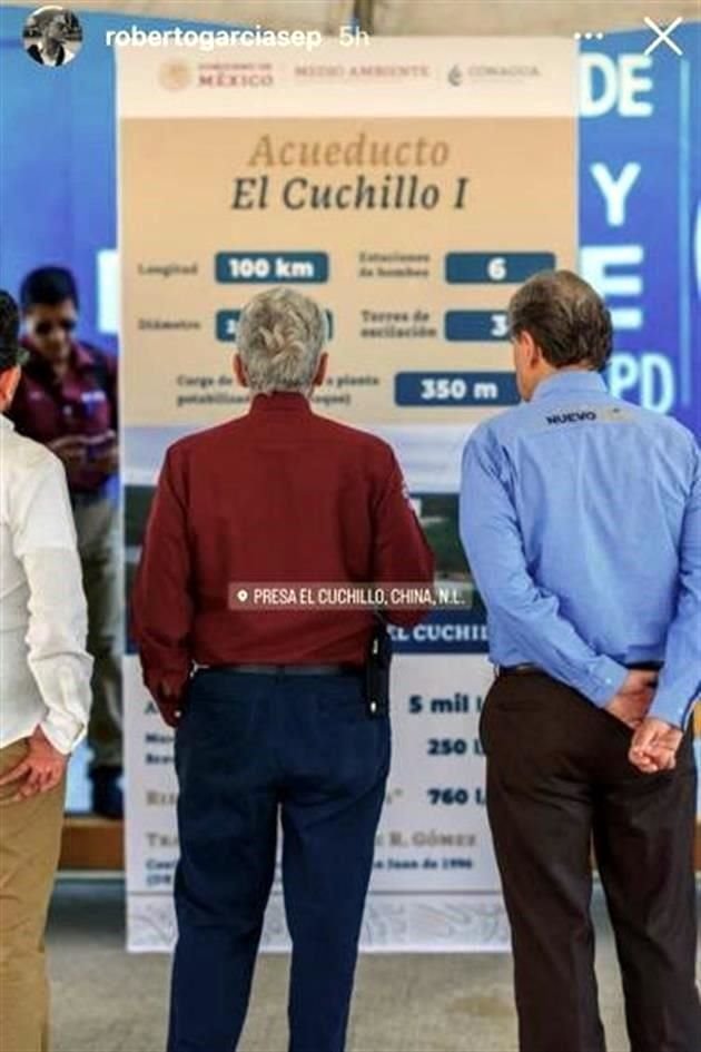 Acompañó a la Comitiva Estatal en la visita del Presidente a la presa El Cuchillo (13 de agosto)