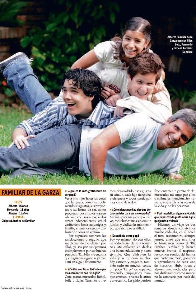 18 DE JUNIO DEL 2004. Alberto Familiar de la Garza con sus hijos Alberto, Fernando y Jimena Familiar Sánchez