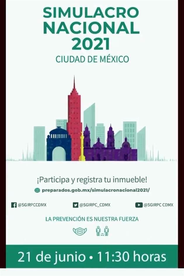 A las 11:30 horas, de este lunes 21 de junio, durante un minuto, la alerta sísmica sonará en la CDMX como parte del Primer Simulacro Nacional 2021.