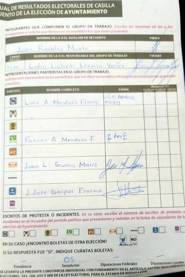 Juan Luis Guerra Mares, candidato a cuarto regidor suplente, no solo es parte de la planilla del Alcalde Jesús Nava, también fue observador del INE y hasta firmó actas en el conteo.