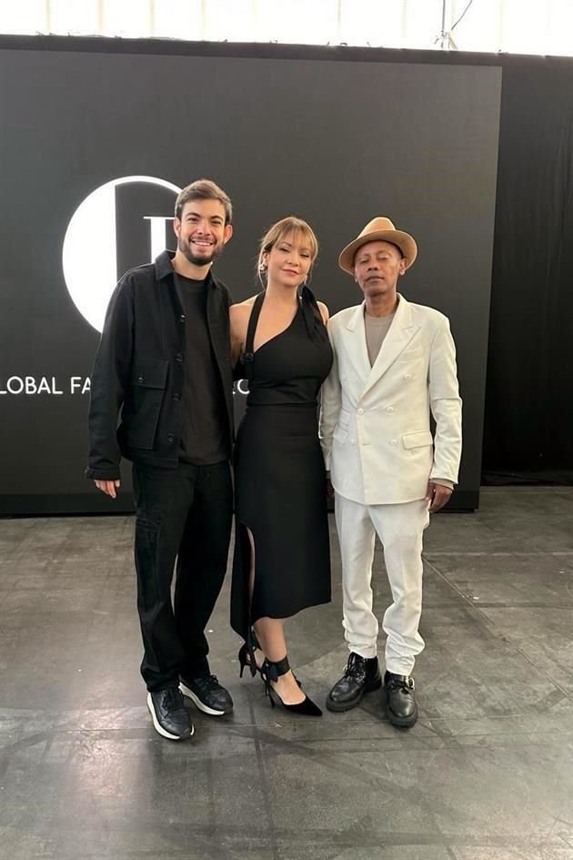 Patricio García y Leslie García Novak, directivos de CEDIM con Jamal Abdourahman de Global Fashion Collective