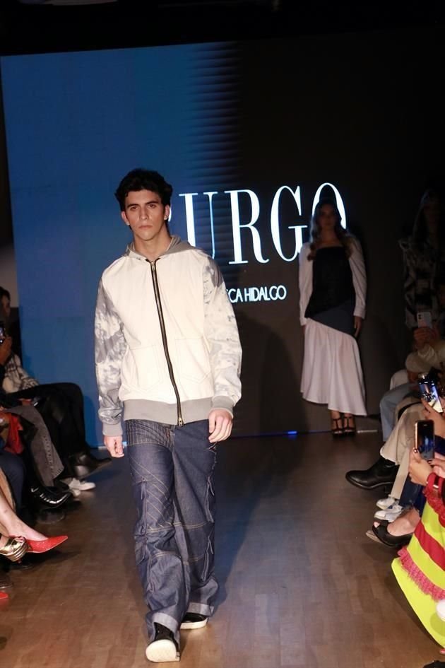 Luciano Brull May, modela un diseño de Rebeca Hidalgo