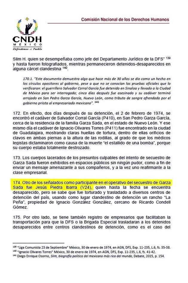 Identificación de V24 como Jesús Piedra Ibarra.