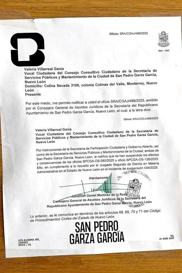 En este escrito, el Municipio explica que se desiste de los procedimientos por orden del Juzgado Segundo de Distrito en Materia Administrativa del Estado de Nuevo León.