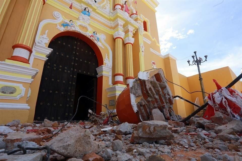 La iglesia de San Lorenzo diacono Martir, en San Lorenzo Chiautzingo, Puebla, resultó con severos daños tras el sismo del pasado 19 de septiembre.
