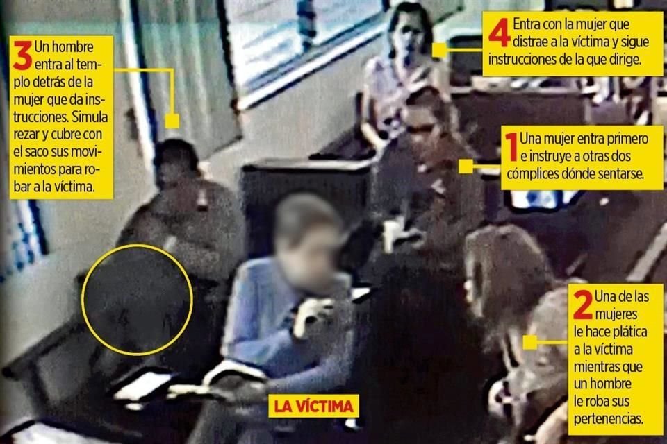 Cuando estaba en la capilla de una parroquia de Guadalajara, una mujer fue robada por una banda de cuatro personas.