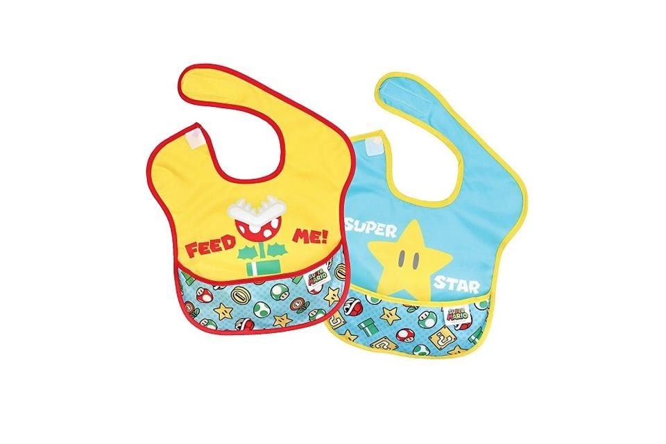 Bumkins vende un par de baberos SuperBib a prueba de agua con temática de Super Mario.