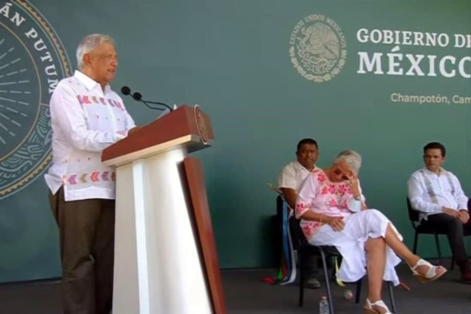 López Obrador en su mensaje en Champotón.