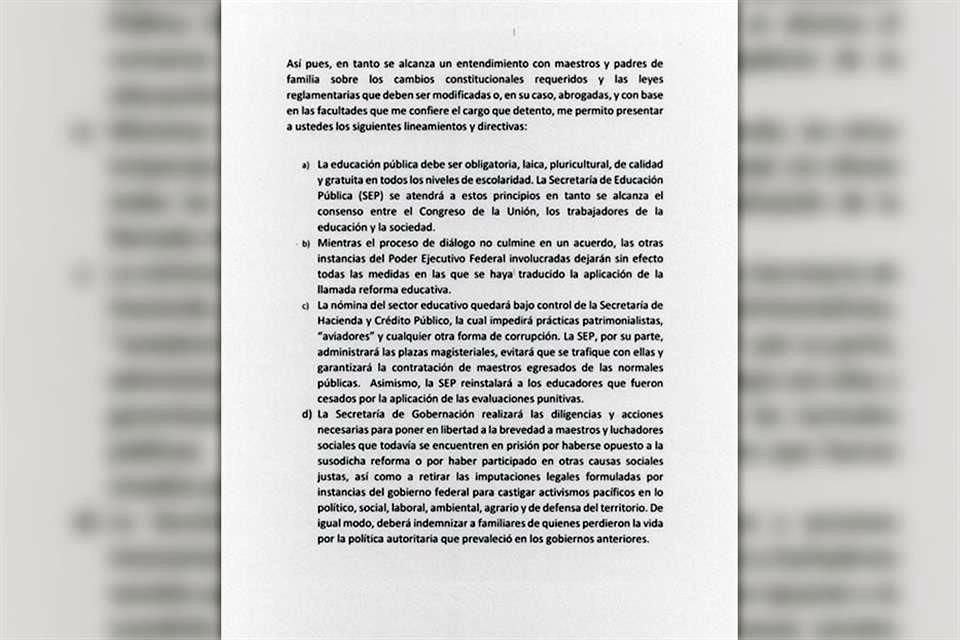 Este es el memorándum en que AMLO ordena a Segob, SEP y SHCP no aplicar la reforma educativa vigente.