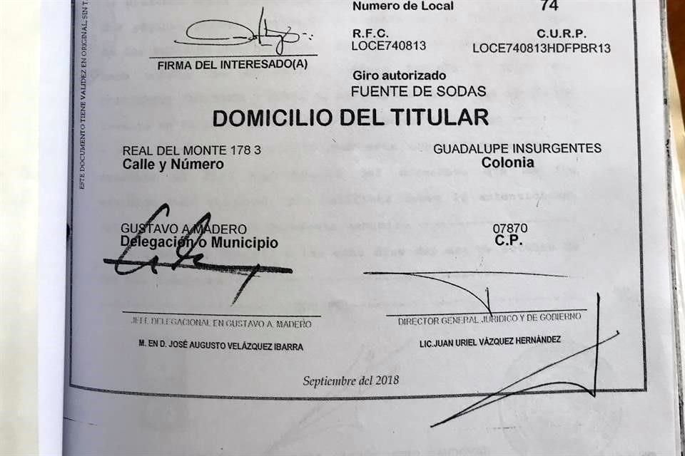 Cédula hechiza emitida por GAM en 2018
