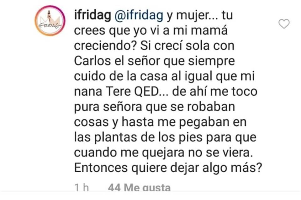 La influencer contó que su mamá la dejaba sola cuando era niña, y que fue criada por varias mujeres que la maltrataban físicamente.