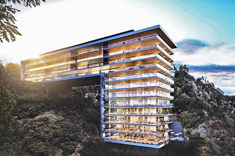 El proyecto contempla departamentos, terrazas y una alberca con vista a la Barranca de Vista Hermosa.