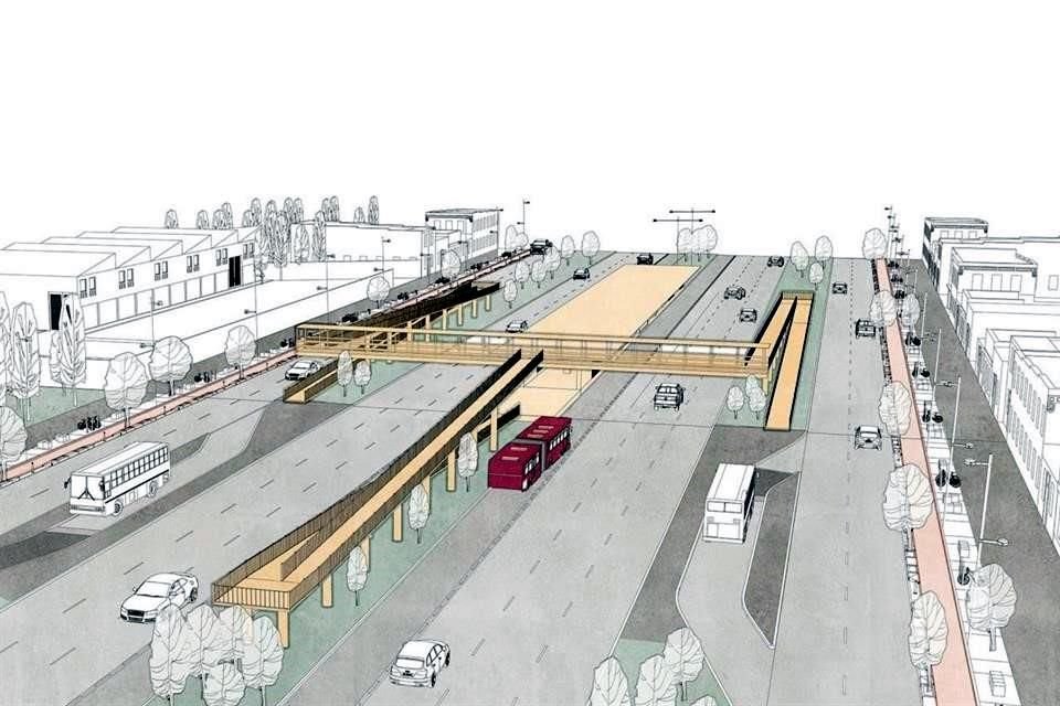 El Periférico tendría tres carriles centrales y dos laterales por sentido, además de arbolado en camellones y banquetas. 