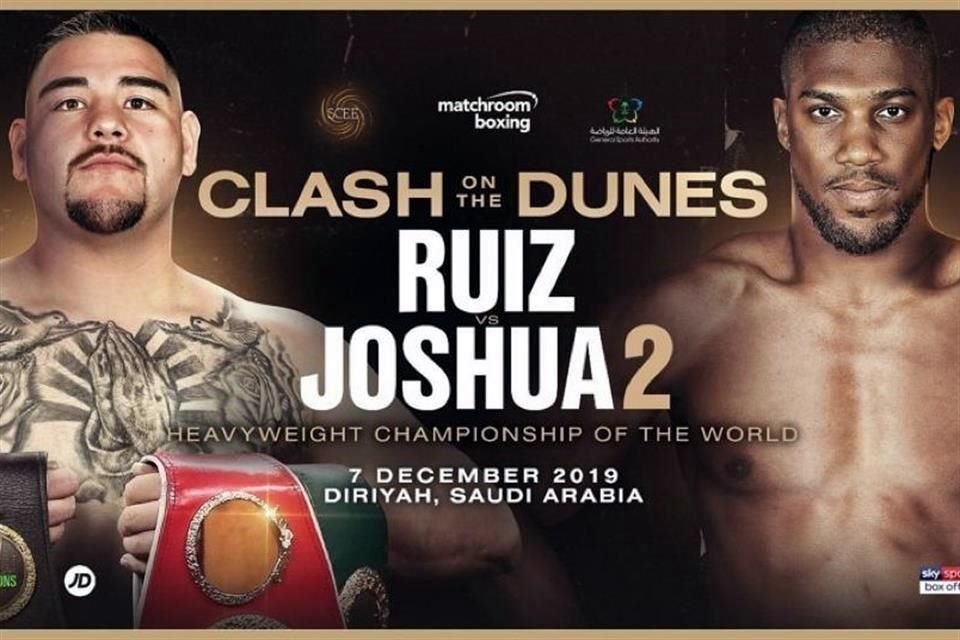 Andy Ruiz buscará defender las coronas y volver a derrotar a Joshua.