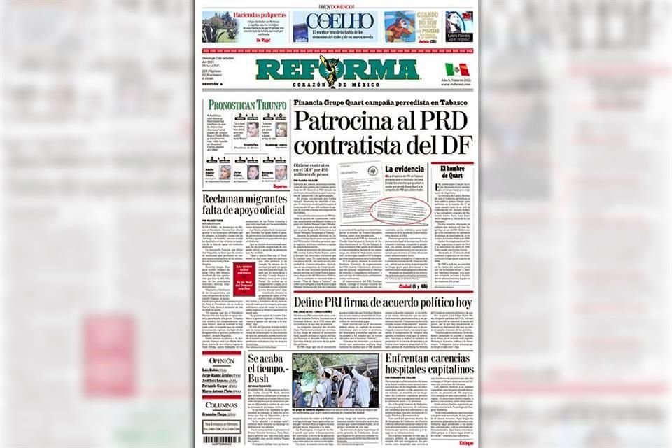 Octubre 2001, MADRINA. Desde el PRD impulsó a Carlos Ahumada para recibir contratos de Gobiernos.