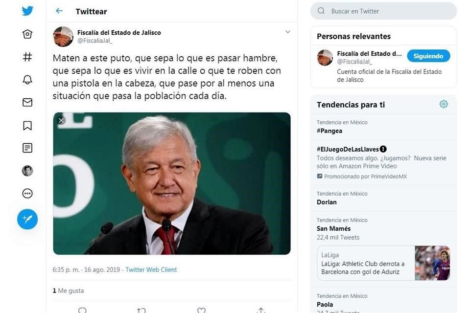 La seguridad de la cuenta fue vulnerada a pesar de que la Policía Cibernética depende de la Fiscalía del Estado.