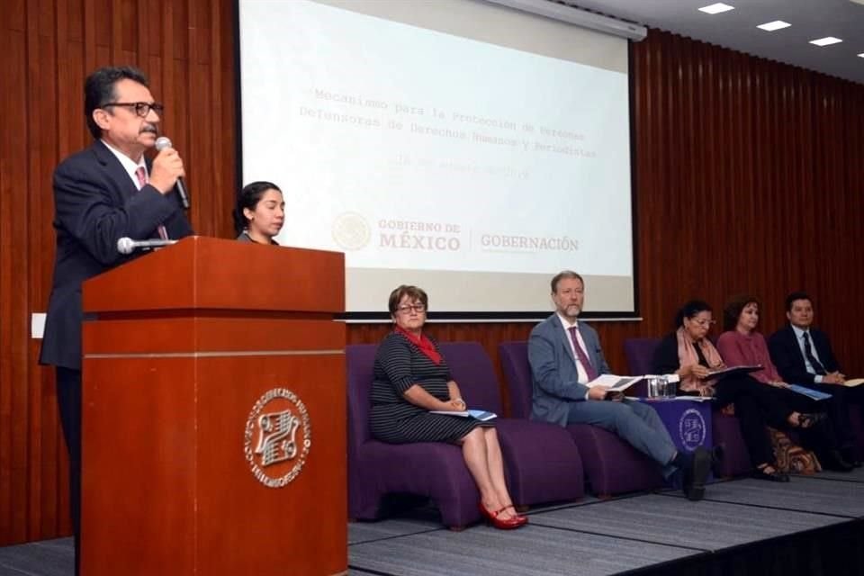 Aarón Mastache durante la presentación del diagnóstico de la ONU-DH sobre el Mecanismo de Protección para Personas Defensoras de Derechos Humanos.