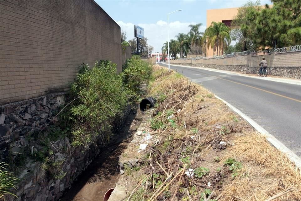 El canal paralelo a la Calle Nuestra Señora de Santa Ana no ha recibido mantenimiento en al menos un año.