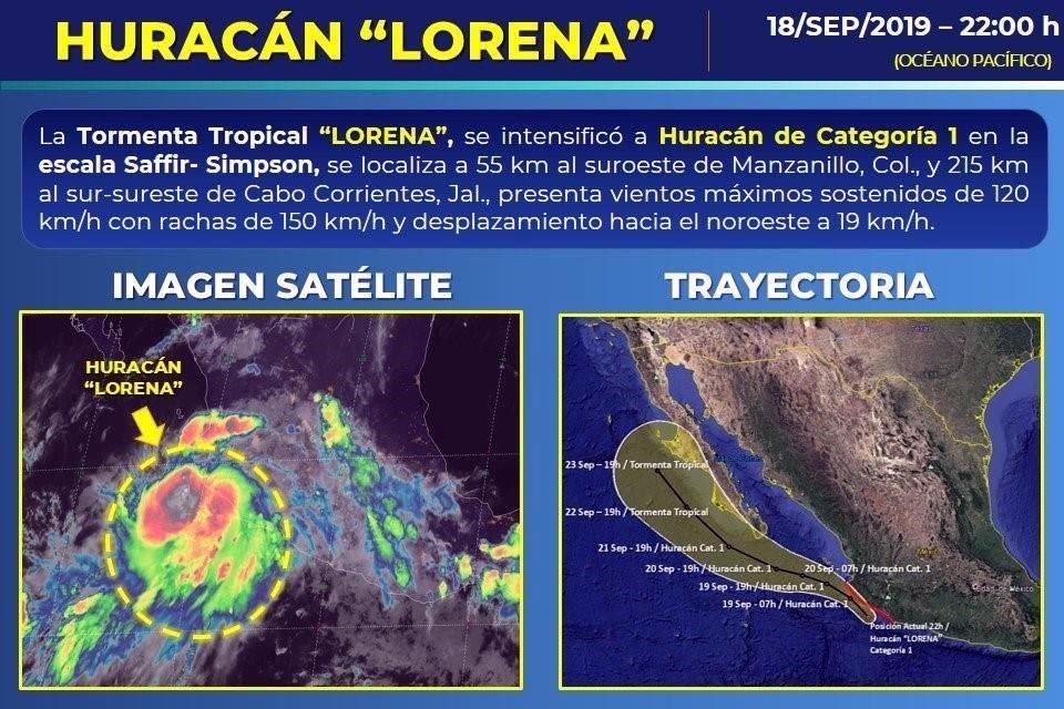 El huracán se localiza al suroeste de las costas de Colima, donde genera nublados densos y lluvias torrenciales.