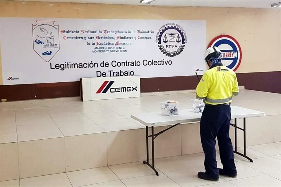 Afiliados legitimaron el contrato colectivo en una planta de Cemex en Nuevo León.