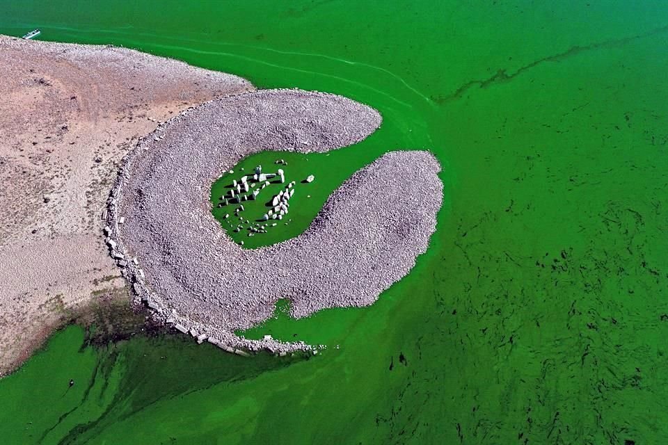 El Dolmen de Guadalperal quedó al descubierto en verano (circulo), pero las aguas lo han empezado a cubrir de nuevo.