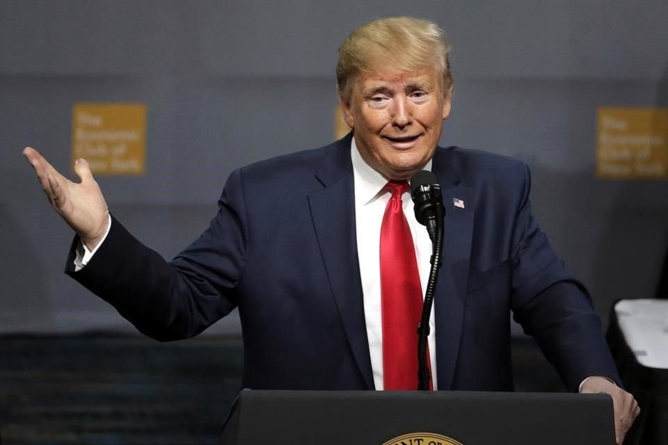 El Presidente Donald Trump durante su discurso ante el Club Económico de Nueva York.