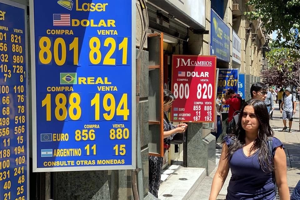 Cotización del tipo de cambio en Santiago, Chile.