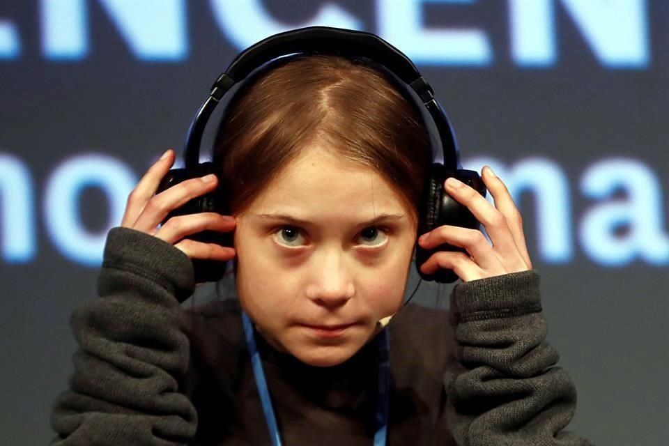 Thunberg participó en una rueda de prensa de jóvenes activistas.