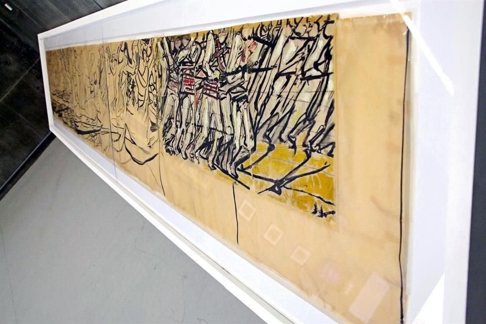También se muestran bocetos del mural localizado al interior del recinto.