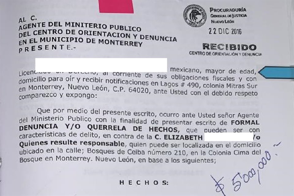 El afectado señaló que entregó 5 millones de pesos a Elizabeth A.K.