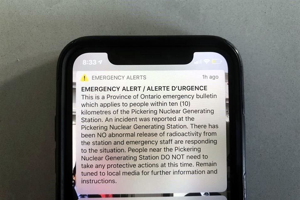 Los habitantes de Ontario recibieron una alerta falsa sobre un incidente nuclear.