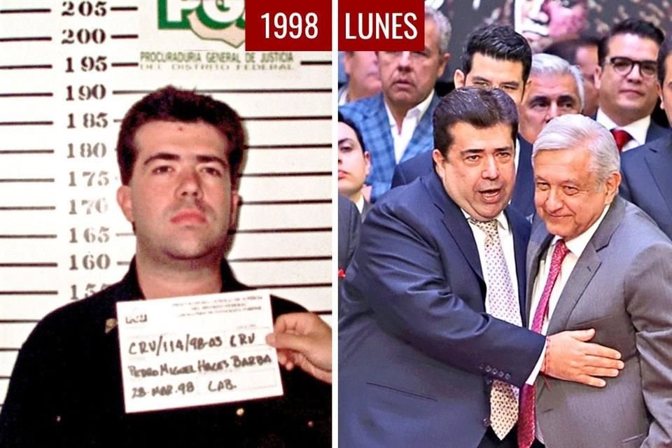 El 28 de marzo de 1998 fue detenido por robo de vehículo y portación de arma prohibida (izq.). El Senador suplente por Morena y líder de la CATEM mostró el lunes a AMLO el 'músculo' de esa central.