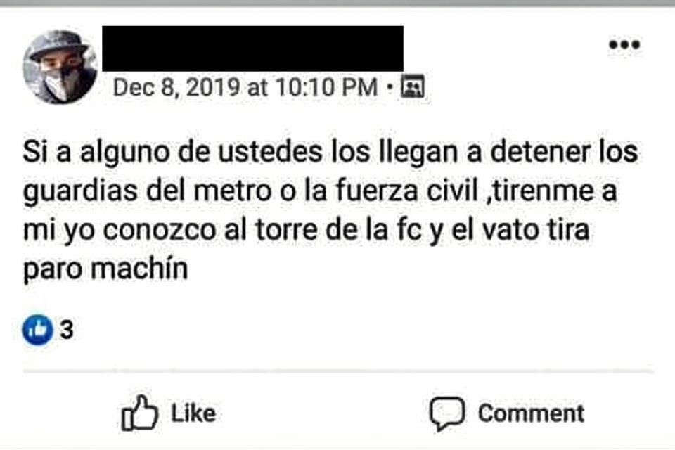 En este grupo, presuntamente integrado por hombres y algunas mujeres, publican los ataques que hacen cuando viajan en los vagones del Metro.