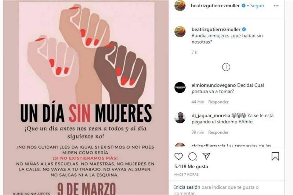 La académica respaldó el paro en su cuenta de Instagram.