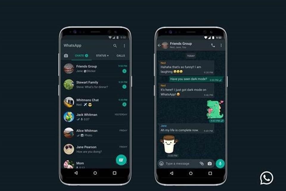 La función 'Modo oscuro' de WhatsApp estará disponible en teléfonos con Android 10 e iOS 13.