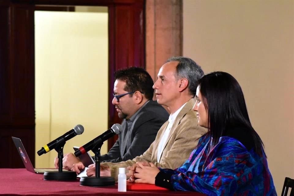 Durante la conferencia de prensa sobre el coronavirus  en Palacio Nacional.