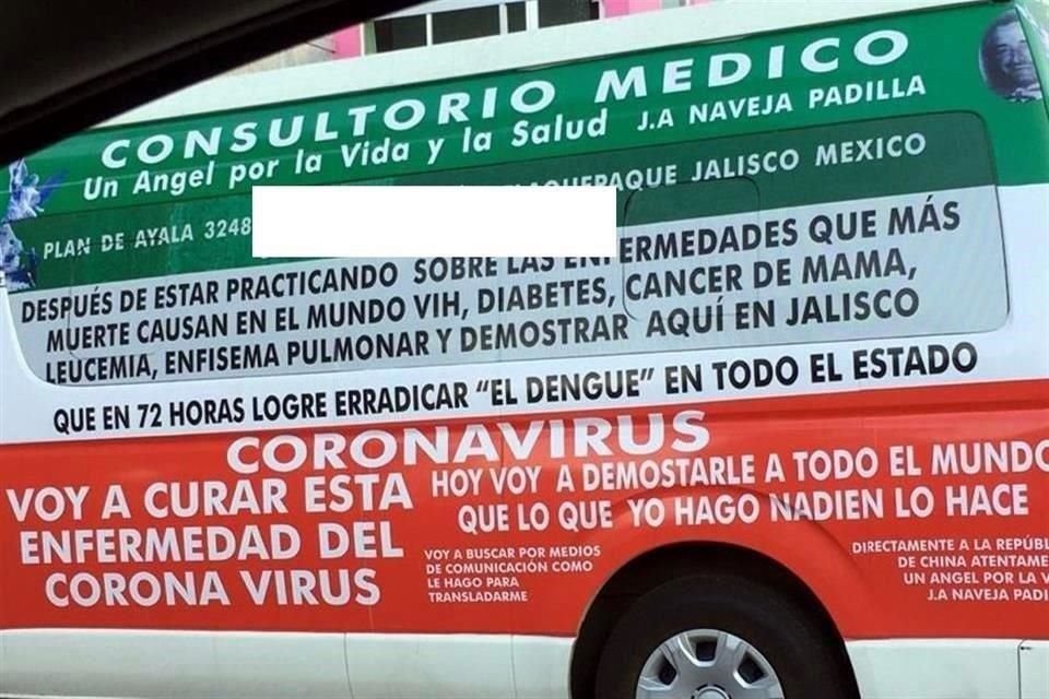 En una camioneta que circula por la zona metropolitana, el hombre promete la cura imposible para enfermedades.