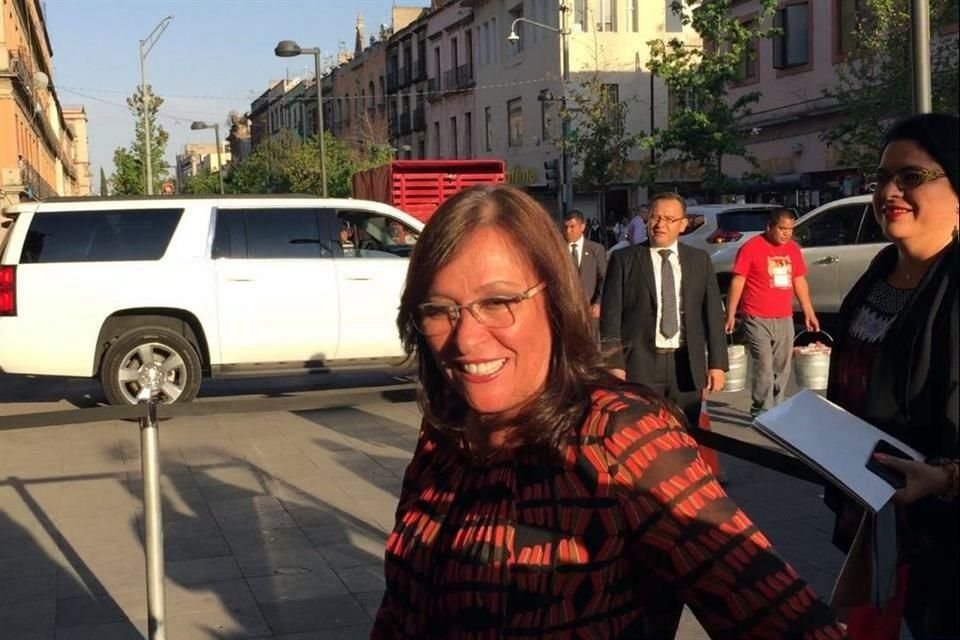 Rocío Nahle, Secretaria de Energía, a su arribo a Palacio Nacional.