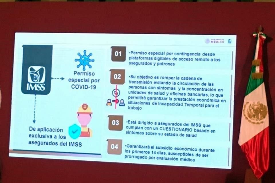 IMSS autorizó permiso especial para que sus asegurados puedan tramitar vía electrónica una incapacidad por Covid-19, la cual duraría 14 días.