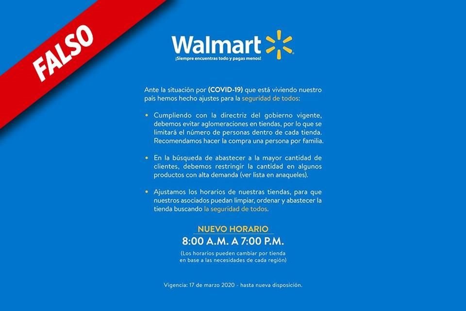 Walmart Mexico desmintió la información de este comunicado mediante su cuenta oficial de Twitter.