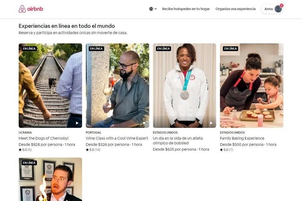 Airbnb cuenta ya con más de 50 experiencias virtuales y en los próximos meses habrá más disponibles.