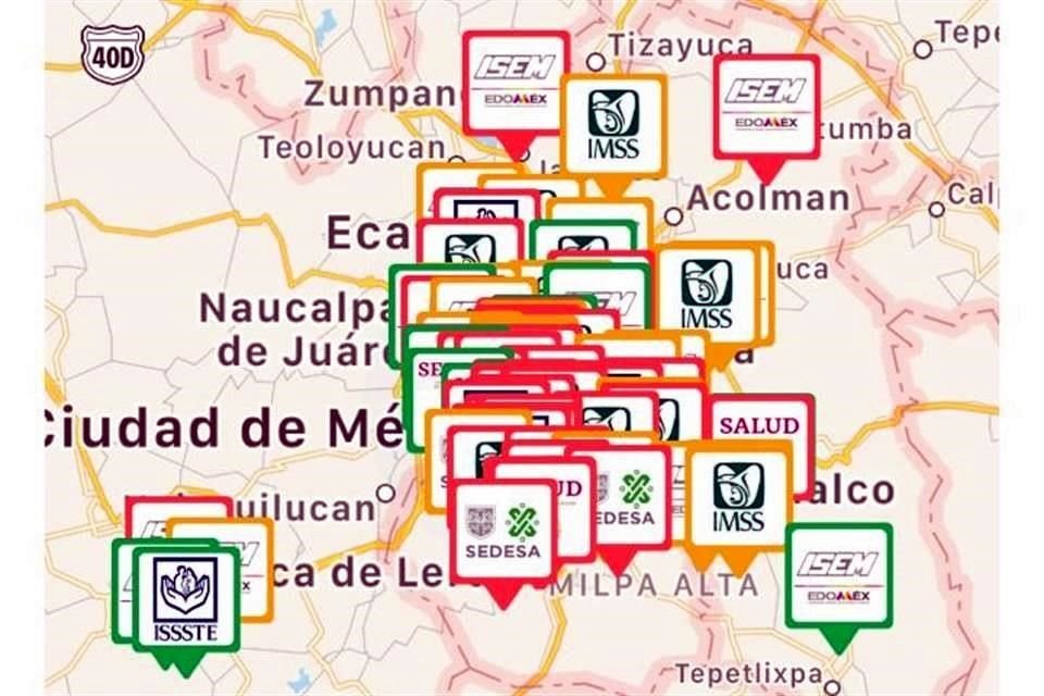 La mayoría de los hospitales destinados a atender pacientes Covid-19 reportan escasez de camas, de acuerdo a app del Gobierno de la CDMX.