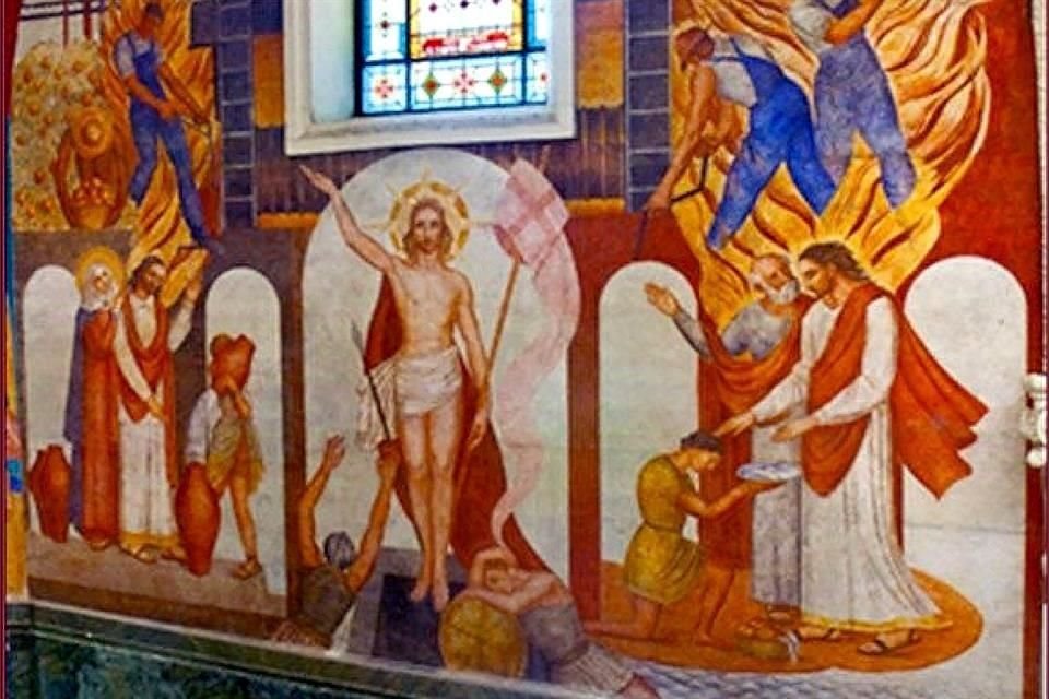 Una de las paredes de la Catedral que pintó el muralista oriundo de Durango.