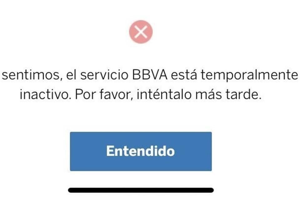 BBVA dijo que ya trabaja en la solución de las fallas de su banca en línea.